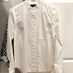 Jcrew poplin white ruffle top size 6